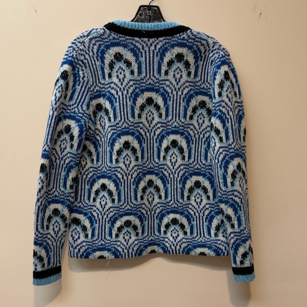 Miu Miu Blue and Black Geometric Knit Cardigan - Picture 3 of 6